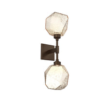 Load image into Gallery viewer, Gem LED Double Wall Light in Flat Bronze/Amber Blown Glass.
