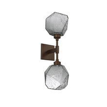 Load image into Gallery viewer, Gem LED Double Wall Light in Flat Bronze/Smoke Blown Glass.
