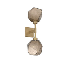 Load image into Gallery viewer, Gem LED Double Wall Light in Gilded Brass/Bronze Blown Glass.
