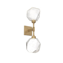 Load image into Gallery viewer, Gem LED Double Wall Light in Gilded Brass/Clear Blown Glass.
