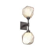 Load image into Gallery viewer, Gem LED Double Wall Light in Graphite/Amber Blown Glass.
