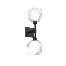 Load image into Gallery viewer, Gem LED Double Wall Light in Matte Black/Clear Blown Glass.
