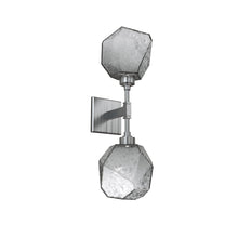 Load image into Gallery viewer, Gem LED Double Wall Light in Satin Nickel/Translucent/Smoke Blown Glass.
