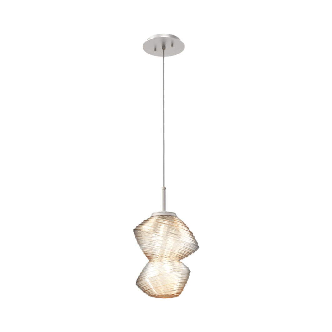 Mesa LED Pendant Light in Beige Silver/Amber.