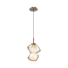Load image into Gallery viewer, Mesa LED Pendant Light in Burnished Bronze/Amber.
