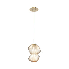 Load image into Gallery viewer, Mesa LED Pendant Light in Gilded Brass/Amber.
