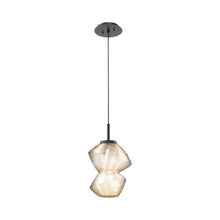 Load image into Gallery viewer, Mesa LED Pendant Light in Matte Black/Amber.
