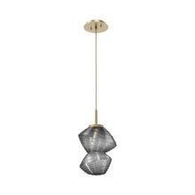 Load image into Gallery viewer, Mesa LED Pendant Light in Gilded Brass/Smoke.
