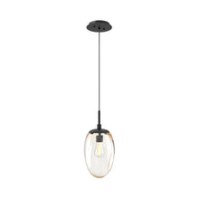 Load image into Gallery viewer, Meteo Pendant Light in Matte Black/Amber (E26 Bulb Base).
