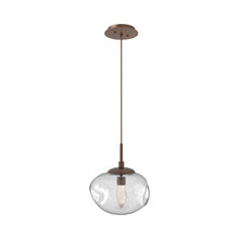 Load image into Gallery viewer, Nova LED Pendant Light in Burnished Bronze/Clear/Geo Crystal.
