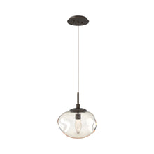 Load image into Gallery viewer, Nova LED Pendant Light in Flat Bronze/Amber/Geo Crystal.

