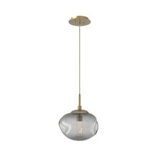 Load image into Gallery viewer, Nova LED Pendant Light in Gilded Brass/Smoke/Geo Crystal.
