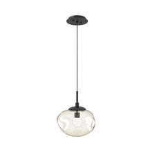 Load image into Gallery viewer, Nova LED Pendant Light in Matte Black/Amber/Floret Crystal.
