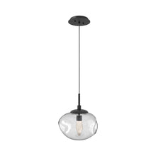 Load image into Gallery viewer, Nova LED Pendant Light in Matte Black/Clear/Geo Crystal.

