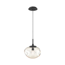 Load image into Gallery viewer, Nova LED Pendant Light in Matte Black/Amber/Zircon Crystal.
