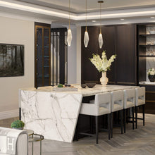 Load image into Gallery viewer, Rock Crystal LED Pendant Light in living room.

