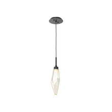 Load image into Gallery viewer, Rock Crystal LED Pendant Light in Matte Black/Amber (Small).
