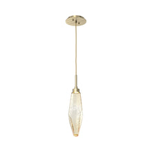 Load image into Gallery viewer, Rock Crystal LED Pendant Light in Heritage Brass/Amber (Medium).
