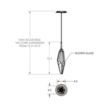 Load image into Gallery viewer, Rock Crystal LED Pendant Light - line drawing.
