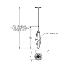 Load image into Gallery viewer, Rock Crystal LED Pendant Light - line drawing.
