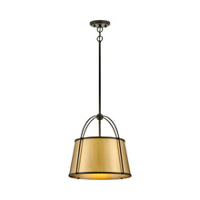 Load image into Gallery viewer, Clarke Drum Pendant Light in Black/Lacquered Dark Brass (Medium).
