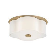 Load image into Gallery viewer, Delaney Flush Mount Ceiling Light in Heritage Brass (2-Light).
