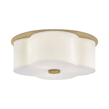 Load image into Gallery viewer, Delaney Flush Mount Ceiling Light in Heritage Brass (3-Light).
