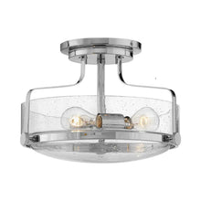 Load image into Gallery viewer, Harper Semi Flush Mount Ceiling Light in Chrome with Clear Seedy Glass (Medium).
