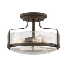 Load image into Gallery viewer, Harper Semi Flush Mount Ceiling Light in Oil Rubbed Bronze with Clear Seedy Glass (Medium).
