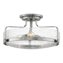 Load image into Gallery viewer, Harper Semi Flush Mount Ceiling Light in Brushed Nickel with Clear Seedy Glass (Large).
