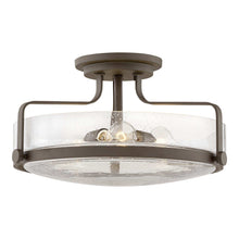 Load image into Gallery viewer, Harper Semi Flush Mount Ceiling Light in Oil Rubbed Bronze with Clear Seedy Glass (Large).

