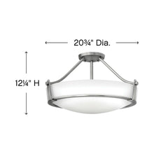 Load image into Gallery viewer, Hathaway Semi Flush Mount Ceiling Light - line drawing.
