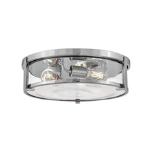Load image into Gallery viewer, Lowell Flush Mount Ceiling Light in Chrome/Clear (16-Inch).
