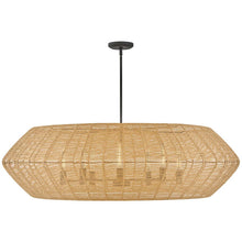 Load image into Gallery viewer, Luca Drum Pendant Light in Black/Camel (8-Light).
