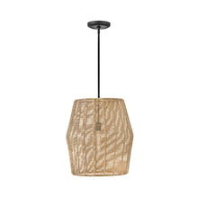 Load image into Gallery viewer, Luca Drum Pendant Light in Black/Camel (1-Light).
