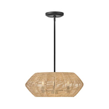Load image into Gallery viewer, Luca Drum Pendant Light in Black/Camel (3-Light).

