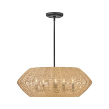 Load image into Gallery viewer, Luca Drum Pendant Light in Black/Camel (5-Light).
