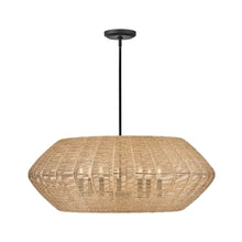 Load image into Gallery viewer, Luca Drum Pendant Light in Black/Camel (7-Light).
