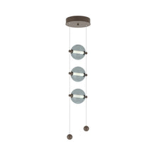 Load image into Gallery viewer, Abacus 3-Light LED Pendant Light in Bronze (Cool Grey Glass).
