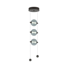 Load image into Gallery viewer, Abacus 3-Light LED Pendant Light in Oil Rubbed Bronze (Cool Grey Glass).
