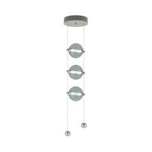Load image into Gallery viewer, Abacus 3-Light LED Pendant Light in Sterling (Cool Grey Glass).
