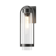 Load image into Gallery viewer, Alcove Outdoor Wall Light in Coastal Black/Clear Glass (Medium).
