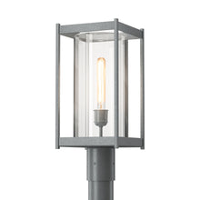 Load image into Gallery viewer, Cela Outdoor Post Light in Coastal Burnished Steel (Clear Glass).
