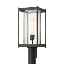 Load image into Gallery viewer, Cela Outdoor Post Light in Coastal Dark Smoke (Clear Glass).
