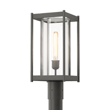 Load image into Gallery viewer, Cela Outdoor Post Light in Natural Iron (Clear Glass).
