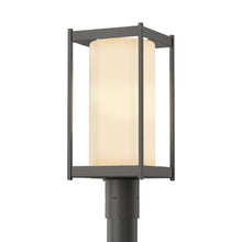 Load image into Gallery viewer, Cela Outdoor Post Light in Natural Iron (Opal Glass).
