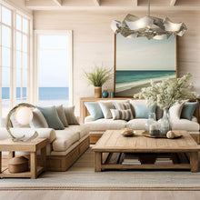 Load image into Gallery viewer, Crest Table Lamp in living room.
