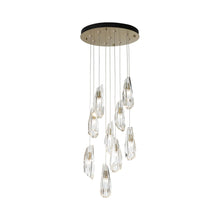 Load image into Gallery viewer, Luma Round LED Multi Light Pendant Light in Modern Brass (Long/9-Light).
