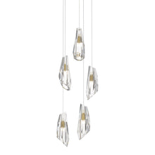 Load image into Gallery viewer, Luma Round Multi Light Pendant Light in Modern Brass (Long/5-Light).
