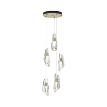 Load image into Gallery viewer, Luma Round Multi Light Pendant Light in Modern Brass (Standard/5-Light).
